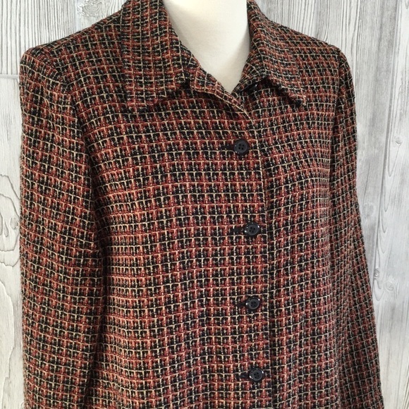 Vintage Alfred Dunner Womens Fall Blazer Jacket Size 14 Brown Red - Picture 2 of 8